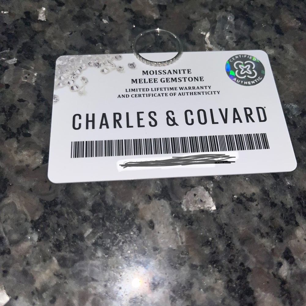Moissanite band 14k white gold Charles and Colvard stones